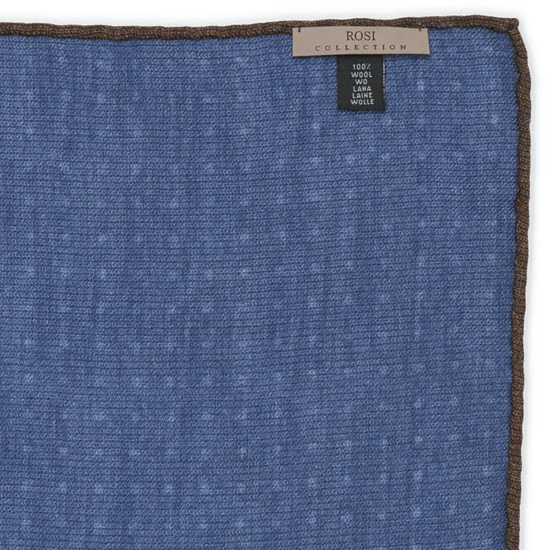 ROSI Handmade Blue Dot Wool Pocket Square NEW 30cm x 30cm