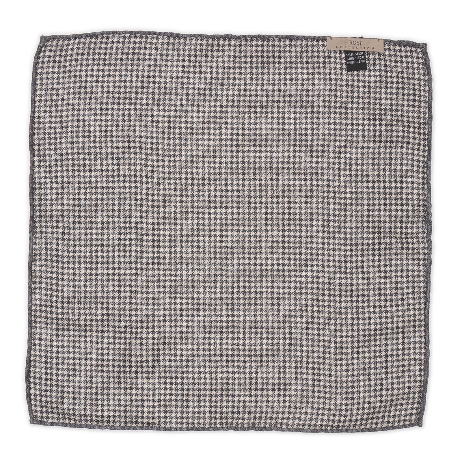 ROSI Handmade Gray-White Medallion-Shepherd Silk Pocket Square Double Sided