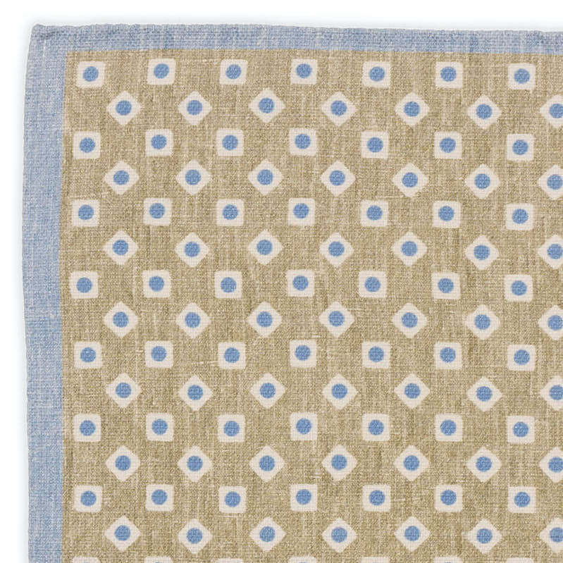 ROSI Handmade Multicolor Solid-Geometric Cotton-Linen Pocket Square NEW 32cm x 32cm