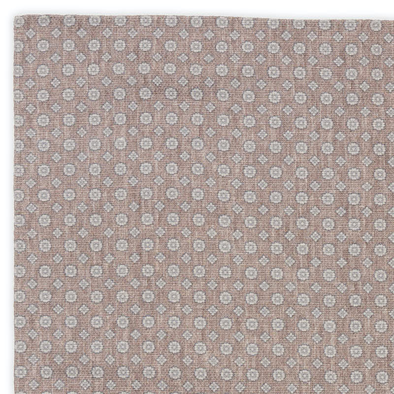 ROSI Handmade Reddish Gray Medallion Cotton-Linen Pocket Square Double Sided