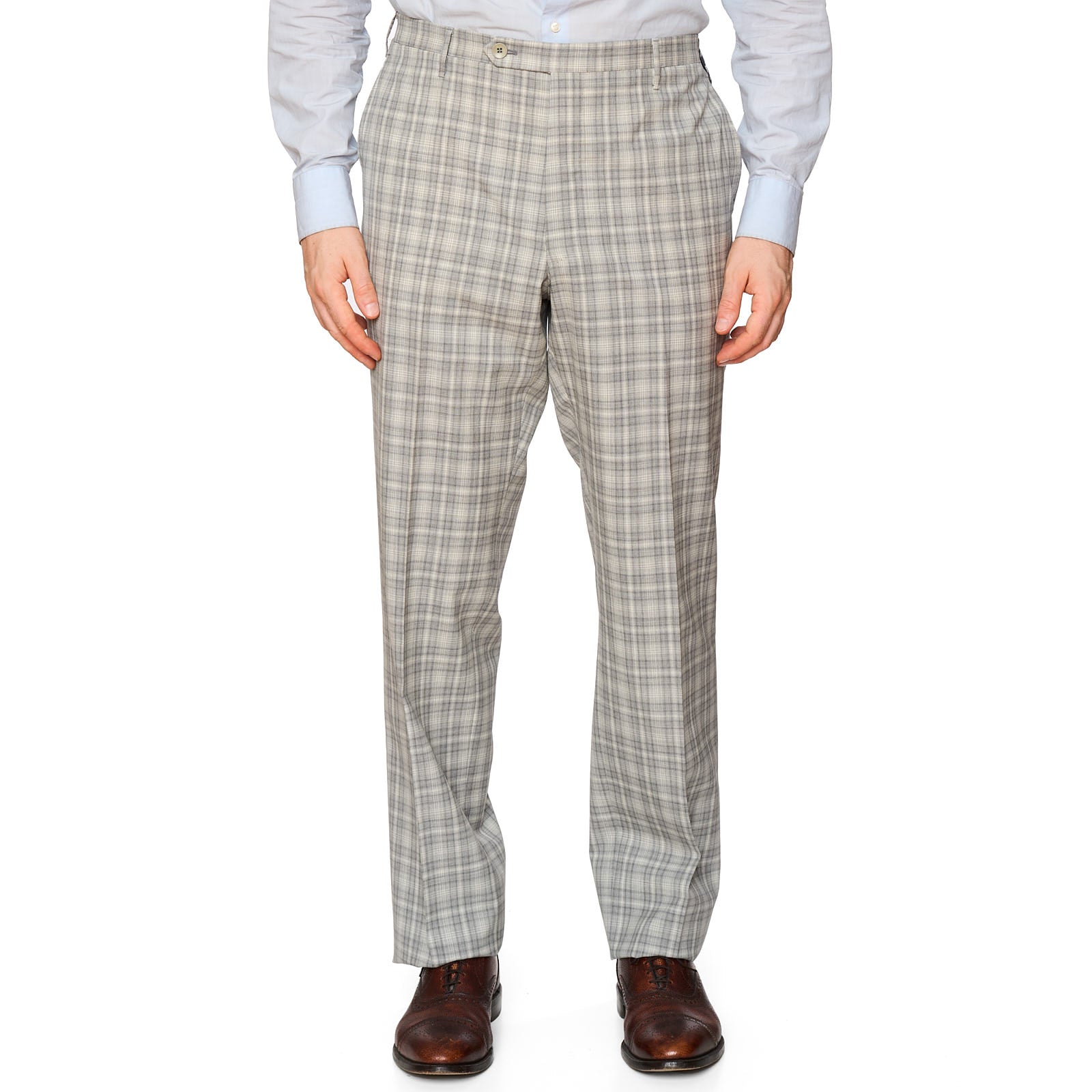 ROTA for VANNUCCI Handmade Gray Plaid Wool Dress Pants NEW