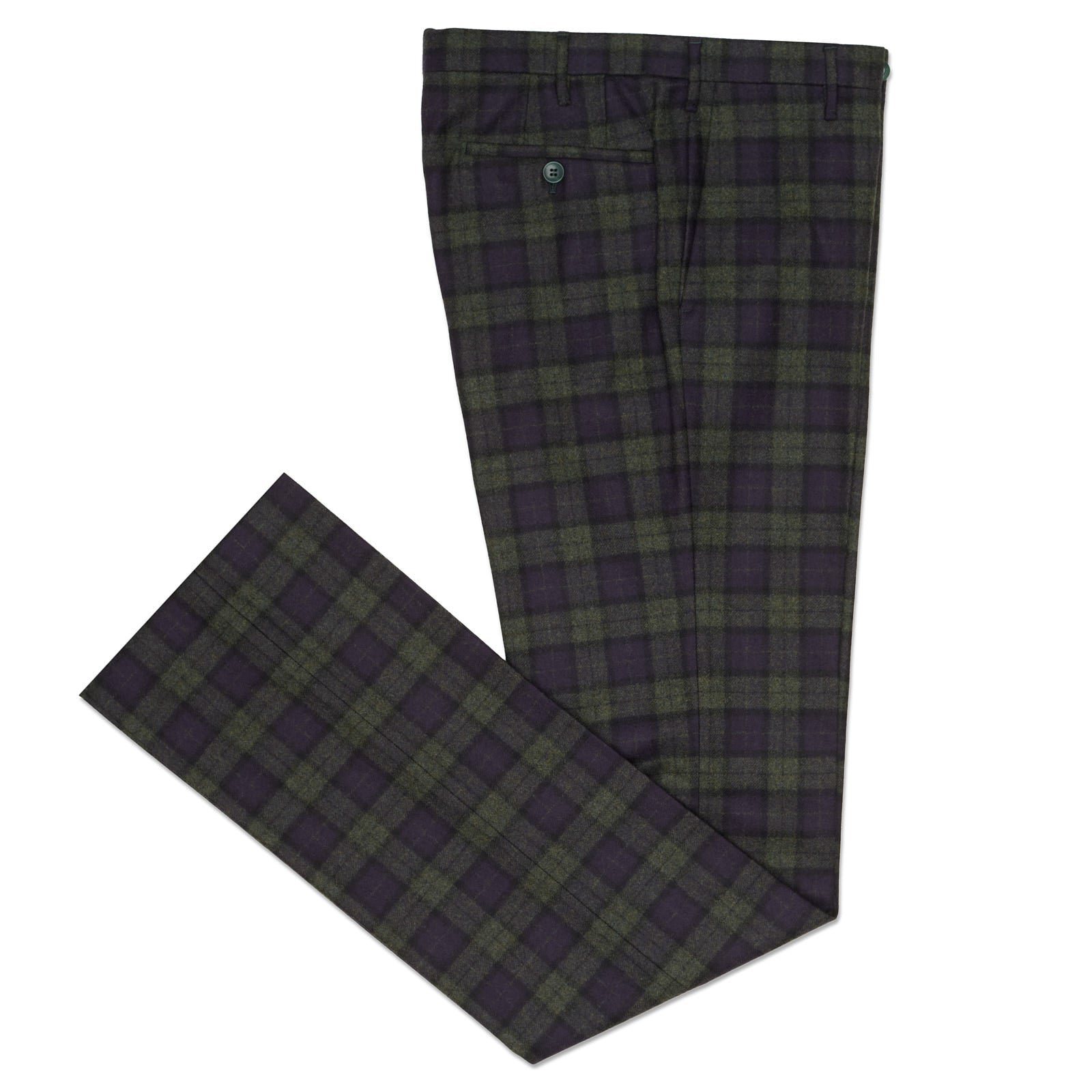 ROTA for VANNUCCI Olive Tartan Wool Flannel Pants EU 46 NEW US 30