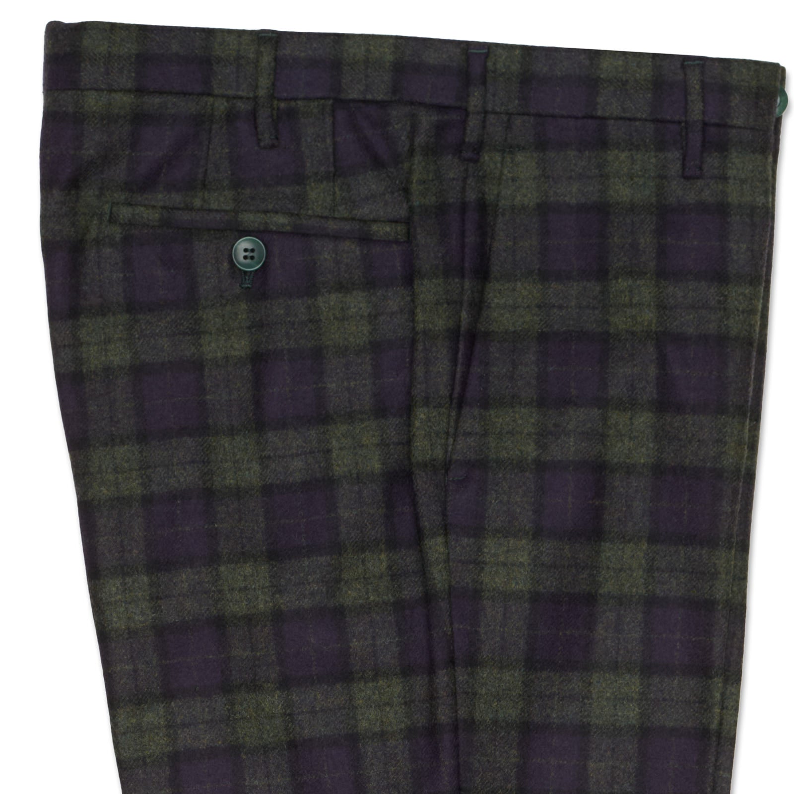 ROTA for VANNUCCI Olive Tartan Wool Flannel Pants EU 46 NEW US 30