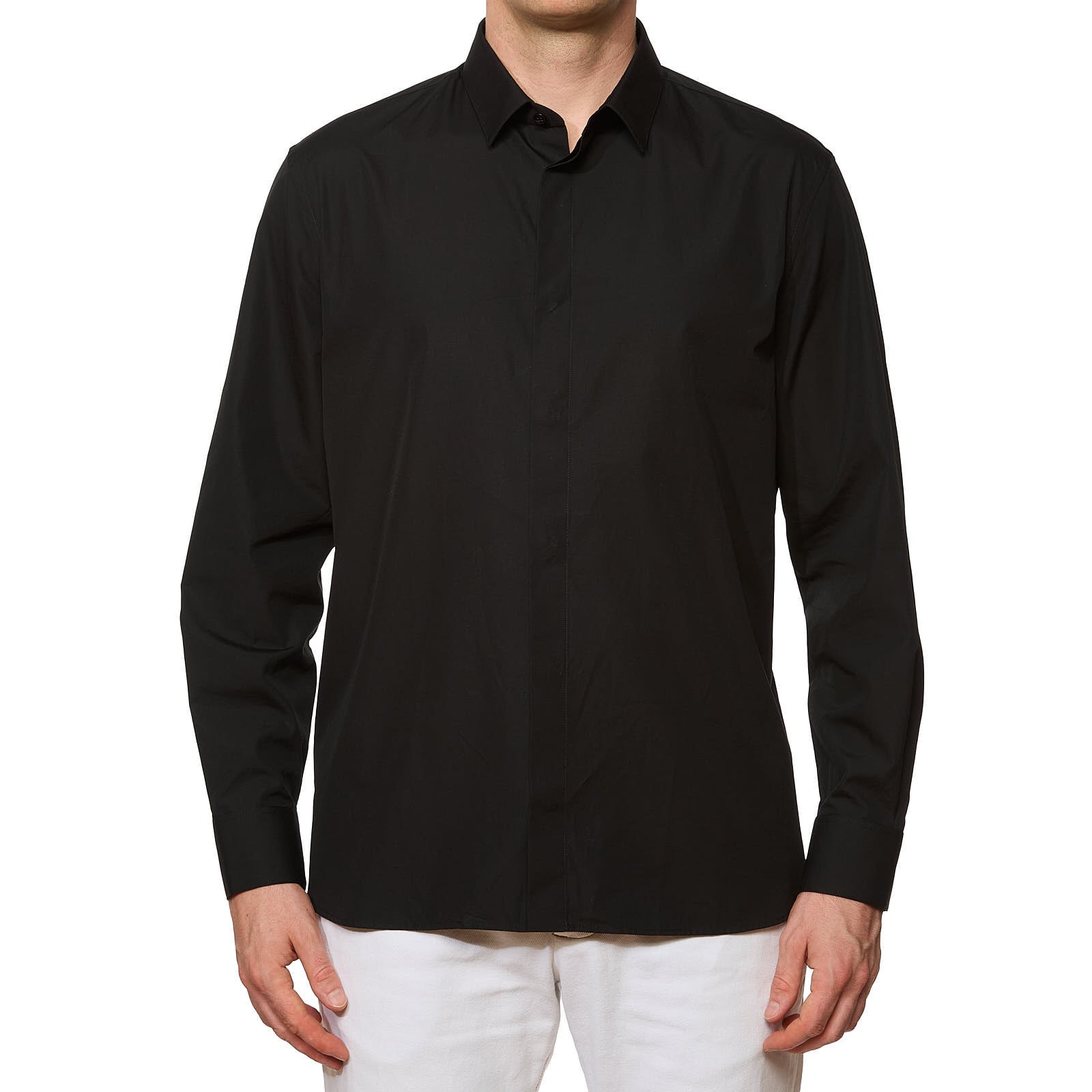 SAINT LAURENT Paris Black Cotton Dress Shirt EU 42 NEW US 16.5 Slim