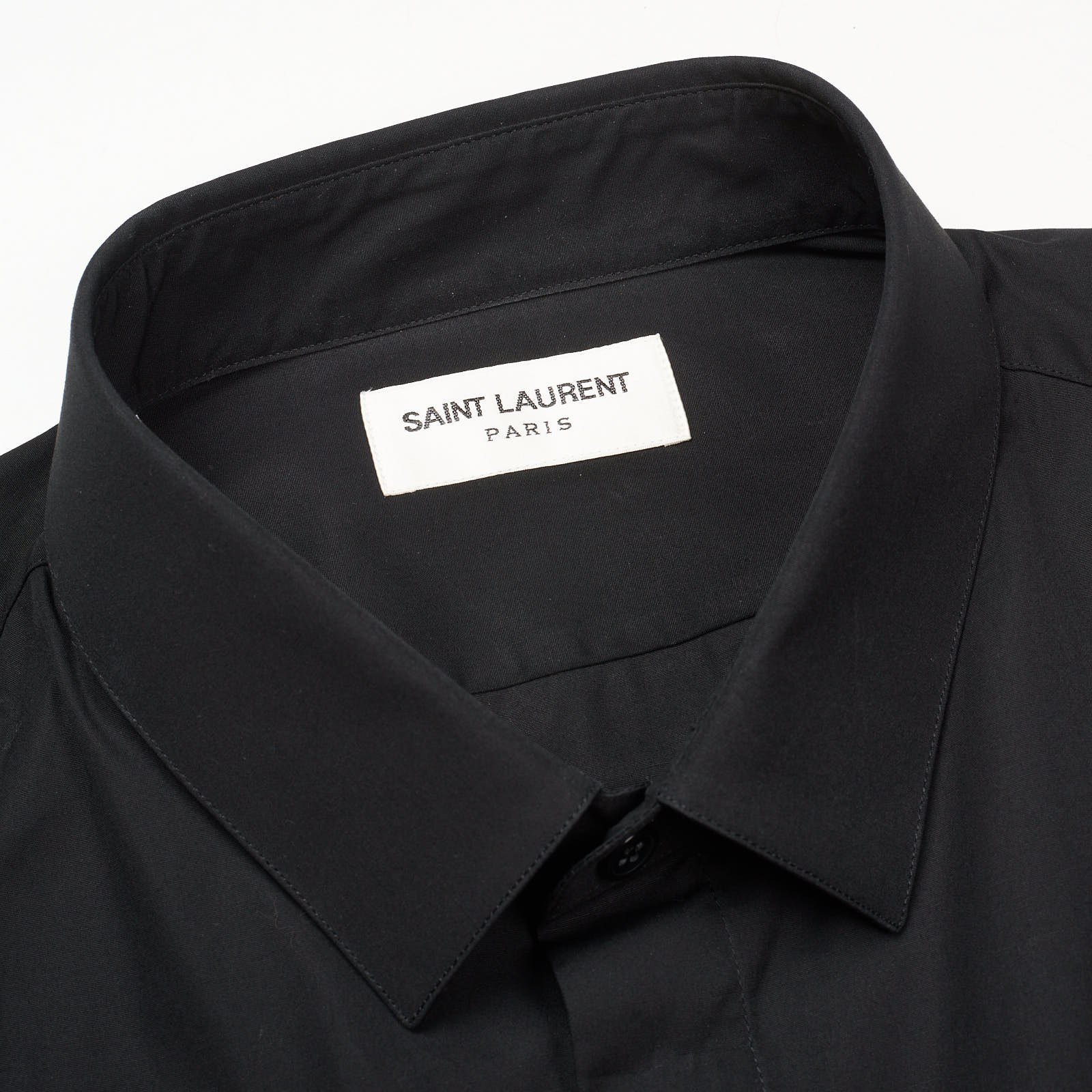 SAINT LAURENT Paris Black Cotton Dress Shirt EU 42 NEW US 16.5 Slim