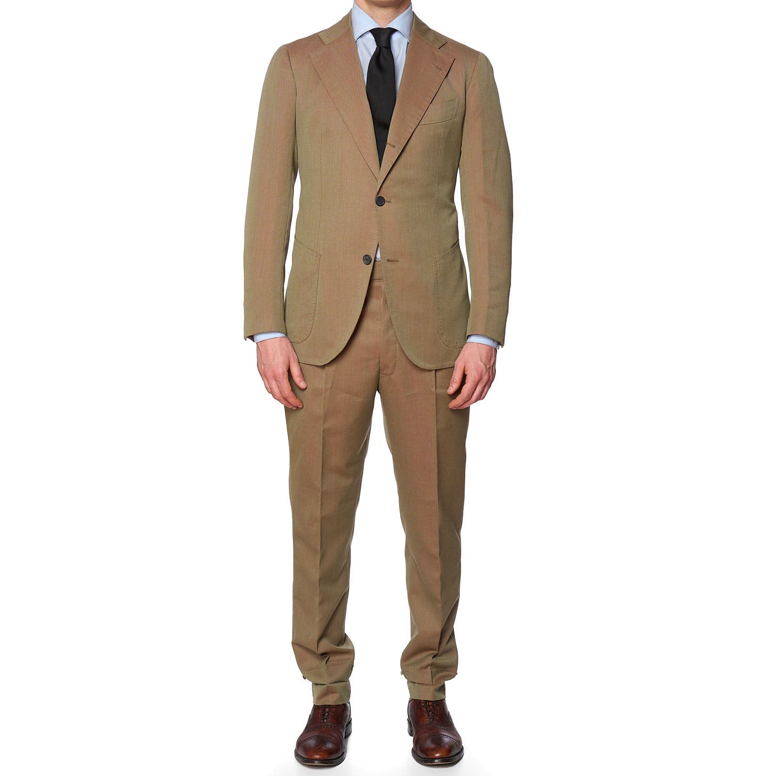 SARTORIA CHIAIA Bespoke Handmade Tan Solaro Wool Suit EU 50 NEW US 38-40