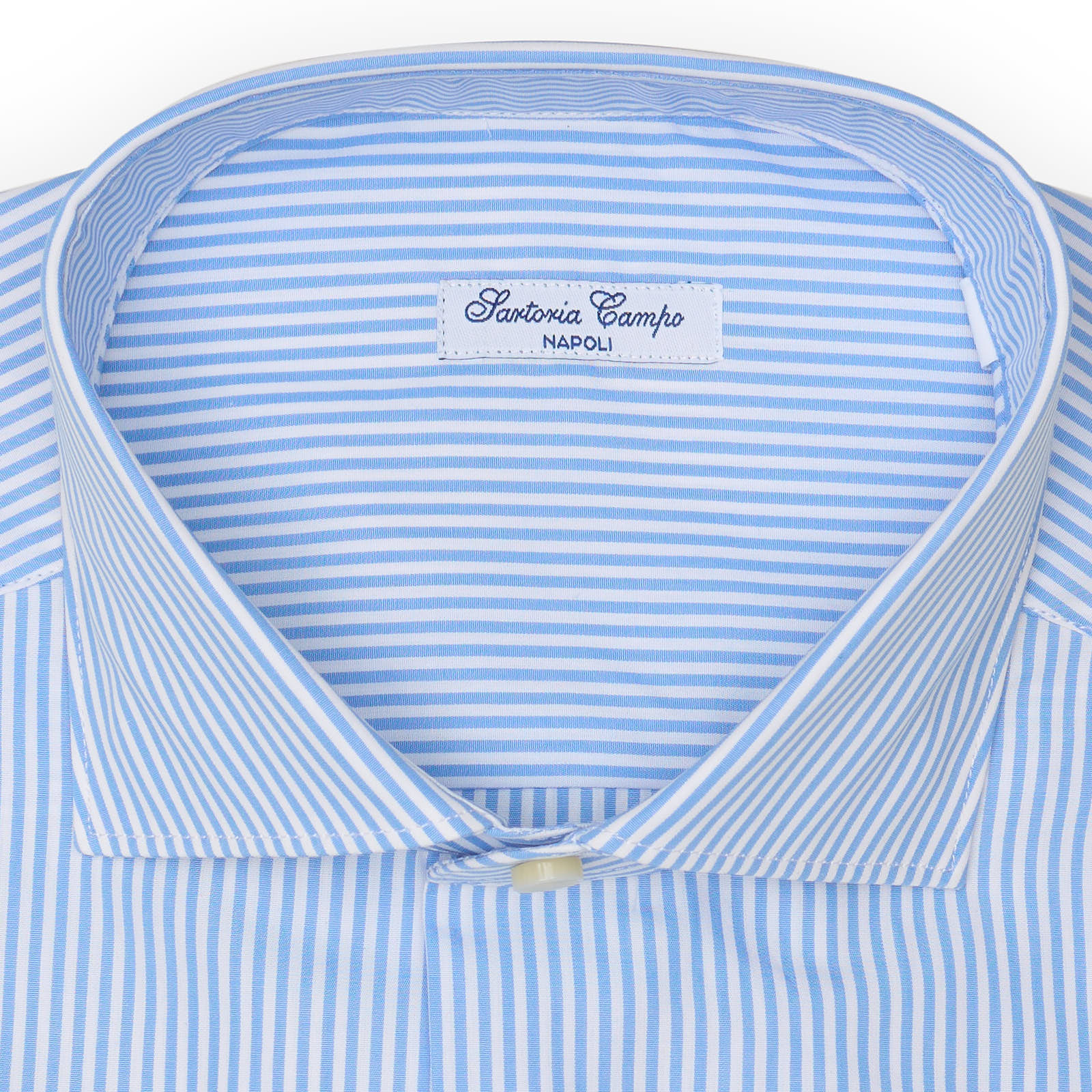 SARTORIA CAMPO Napoli Blue Striped Poplin Cotton Dress Shirt EU 37 NEW US 14.5