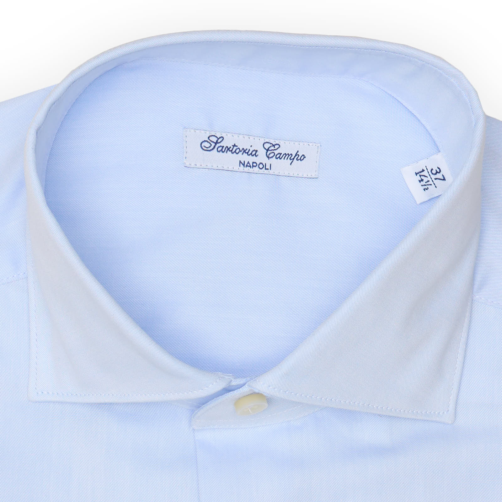 SARTORIA CAMPO Napoli Light Blue Broadcloth Cotton Dress Shirt EU 37 NEW US 14.5