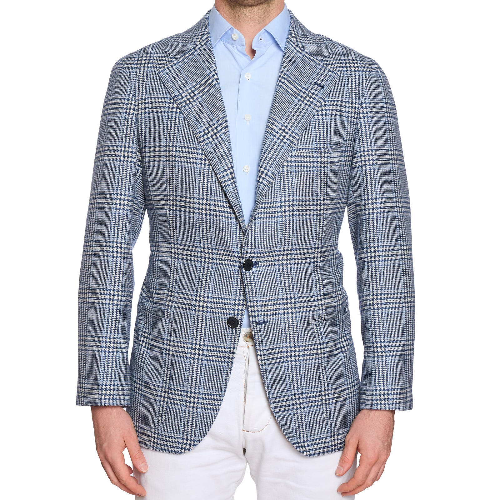 SARTORIA CIARDI Bespoke Handmade Blue Prince of Wales Wool Jacket EU 50 NEW US 40