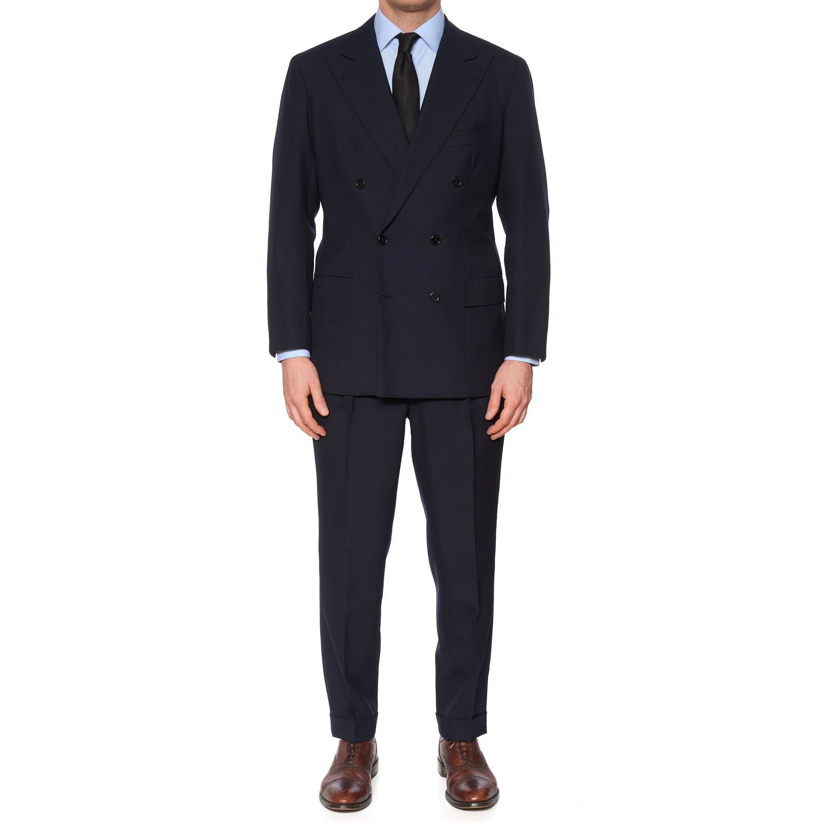 SARTORIA CIARDI Bespoke Handmade Navy Blue Wool DB Suit EU 50 NEW US 40