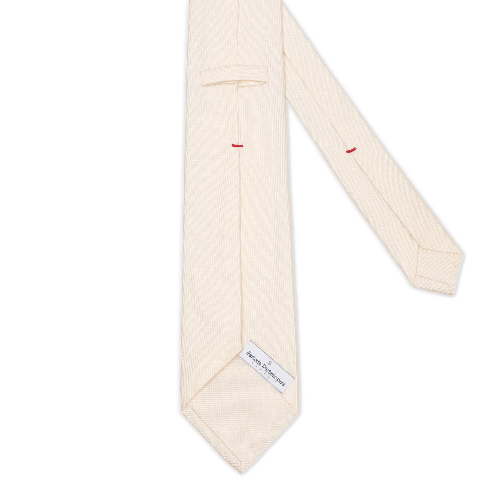 SARTORIA PARTANOPEA White Micro Seven Fold Silk Tie NEW