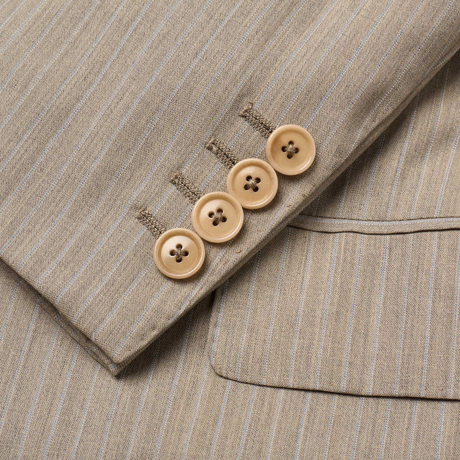 SARTORIA PARTENOPEA Beige Pinstripe Wool Handmade Suit EU 52 NEW US 42