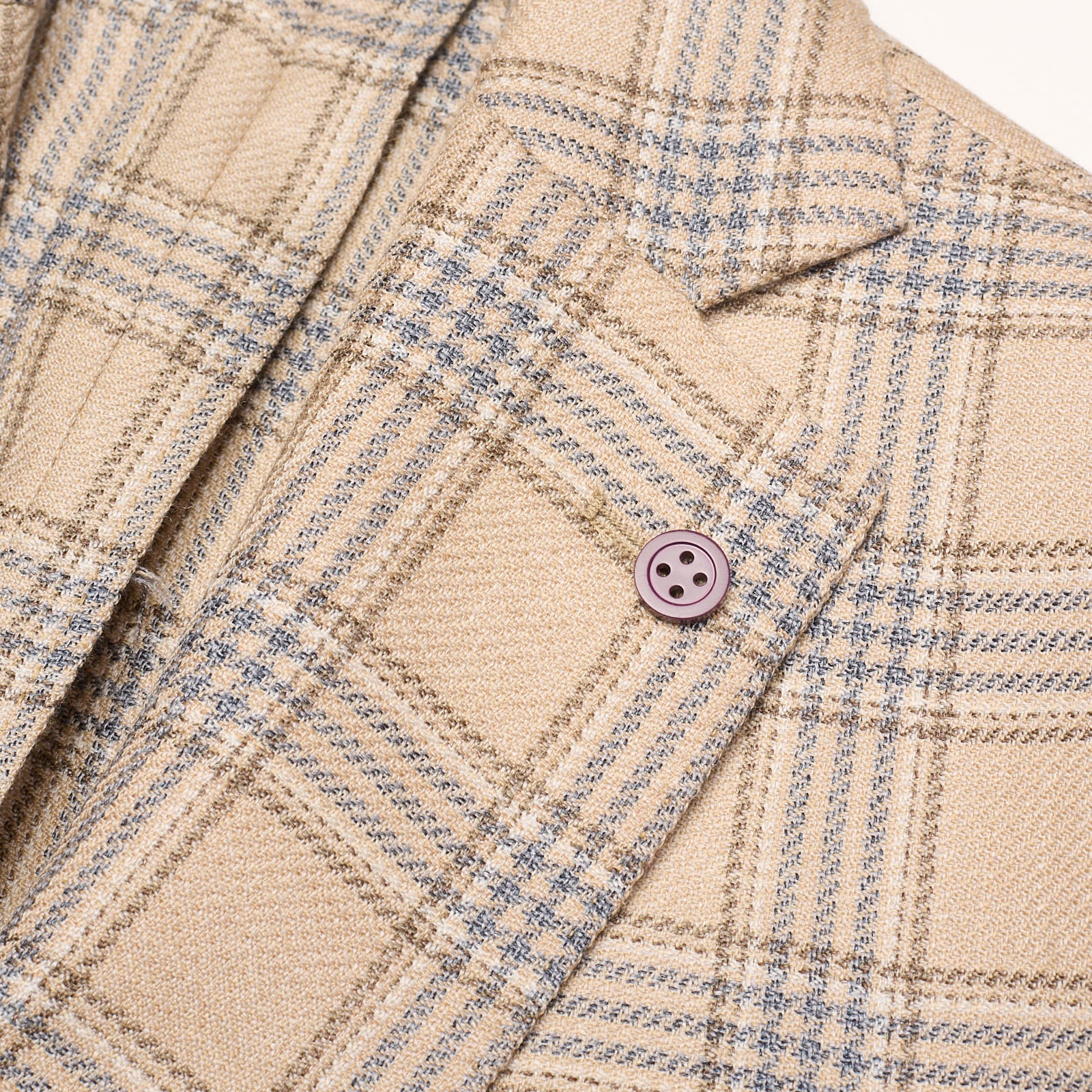 SARTORIA PARTENOPEA Beige Plaid Wool-Silk Jacket Blazer EU 48 NEW US 38 Current Model