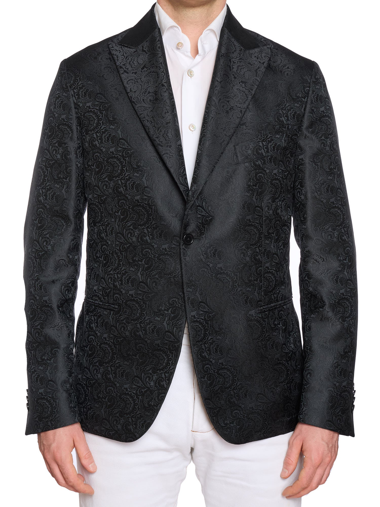 SARTORIA PARTENOPEA Black Floral Dinner Jacket Tux EU 52 NEW US 42 Current Model