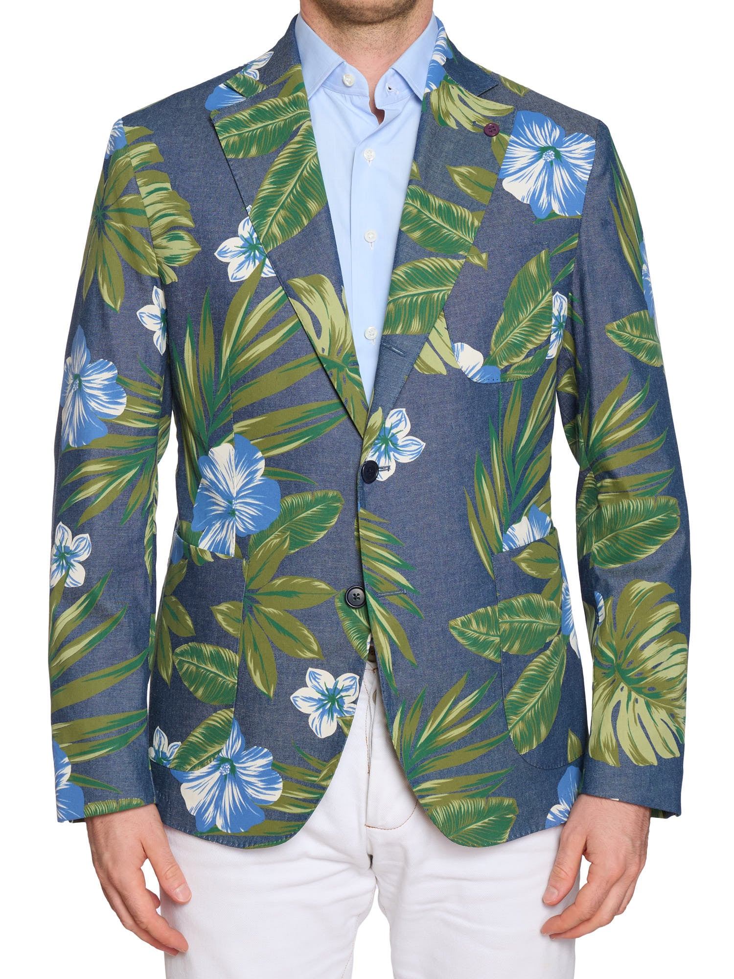 SARTORIA PARTENOPEA Blue Floral Cotton Jacket EU 52 NEW US 42 Current Model