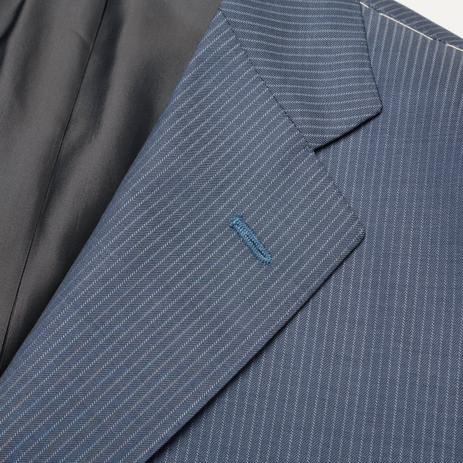 SARTORIA PARTENOPEA Blue Striped Wool S140's Handmade Suit EU 52 NEW US 42