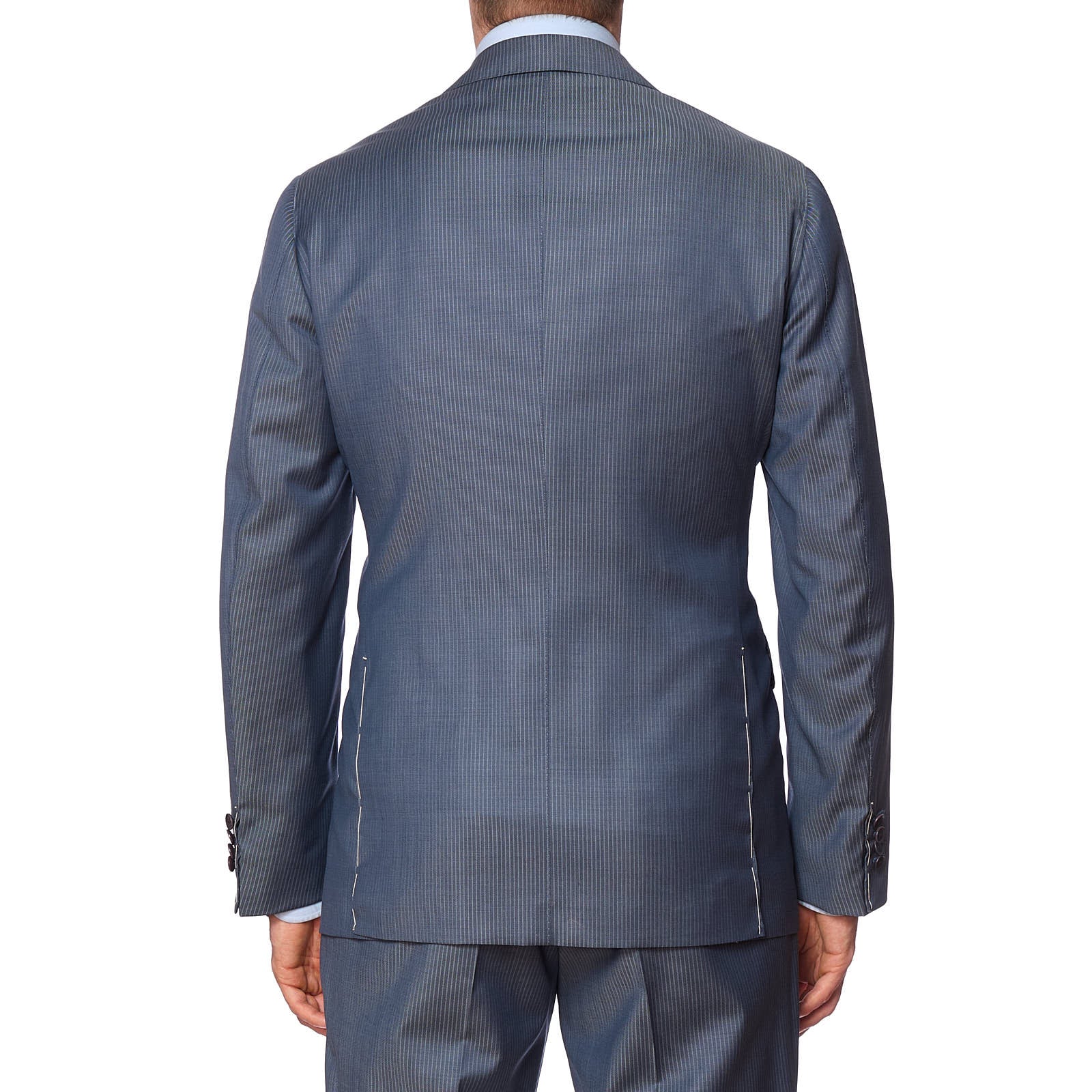 SARTORIA PARTENOPEA Blue Striped Wool S140's Handmade Suit EU 52 NEW US 42