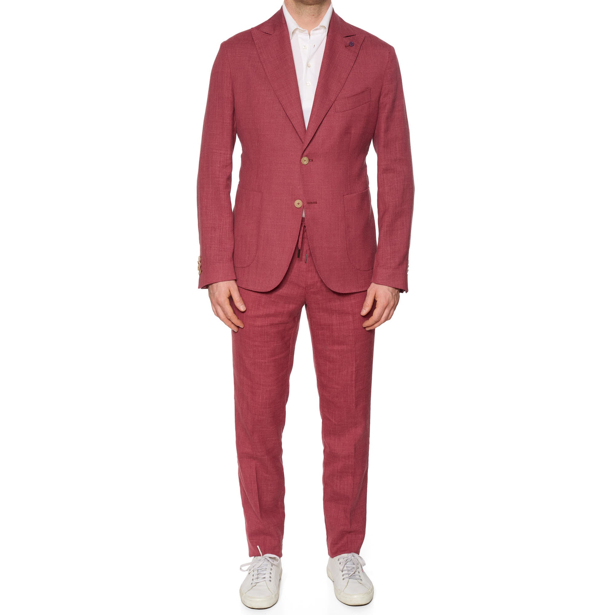 SARTORIA PARTENOPEA Raspberry Linen Unlined Suit EU 52 NEW US 42Current Model