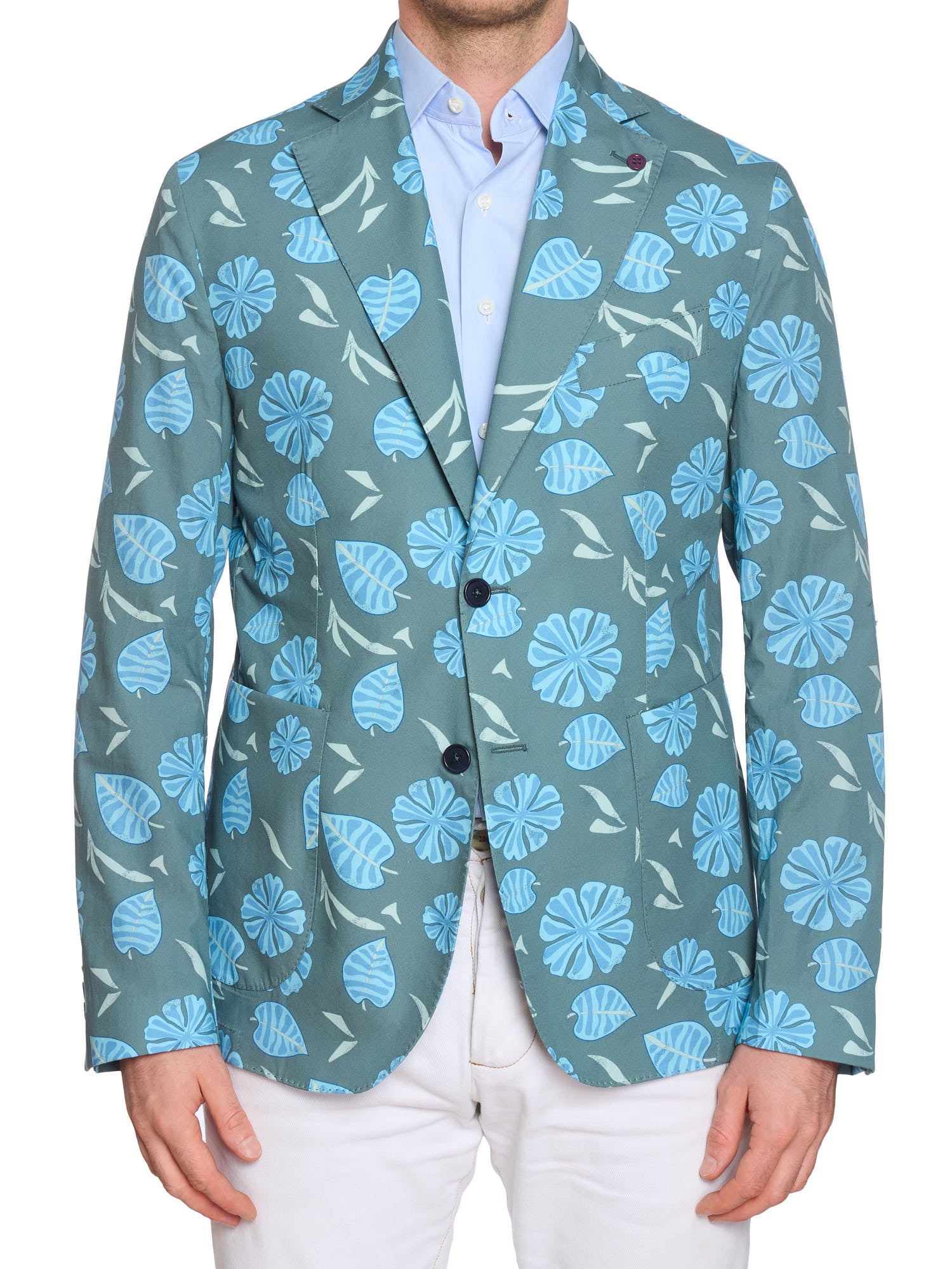 SARTORIA PARTENOPEA Azure Floral Jacket EU 52 NEW US 42 Current Model Slim