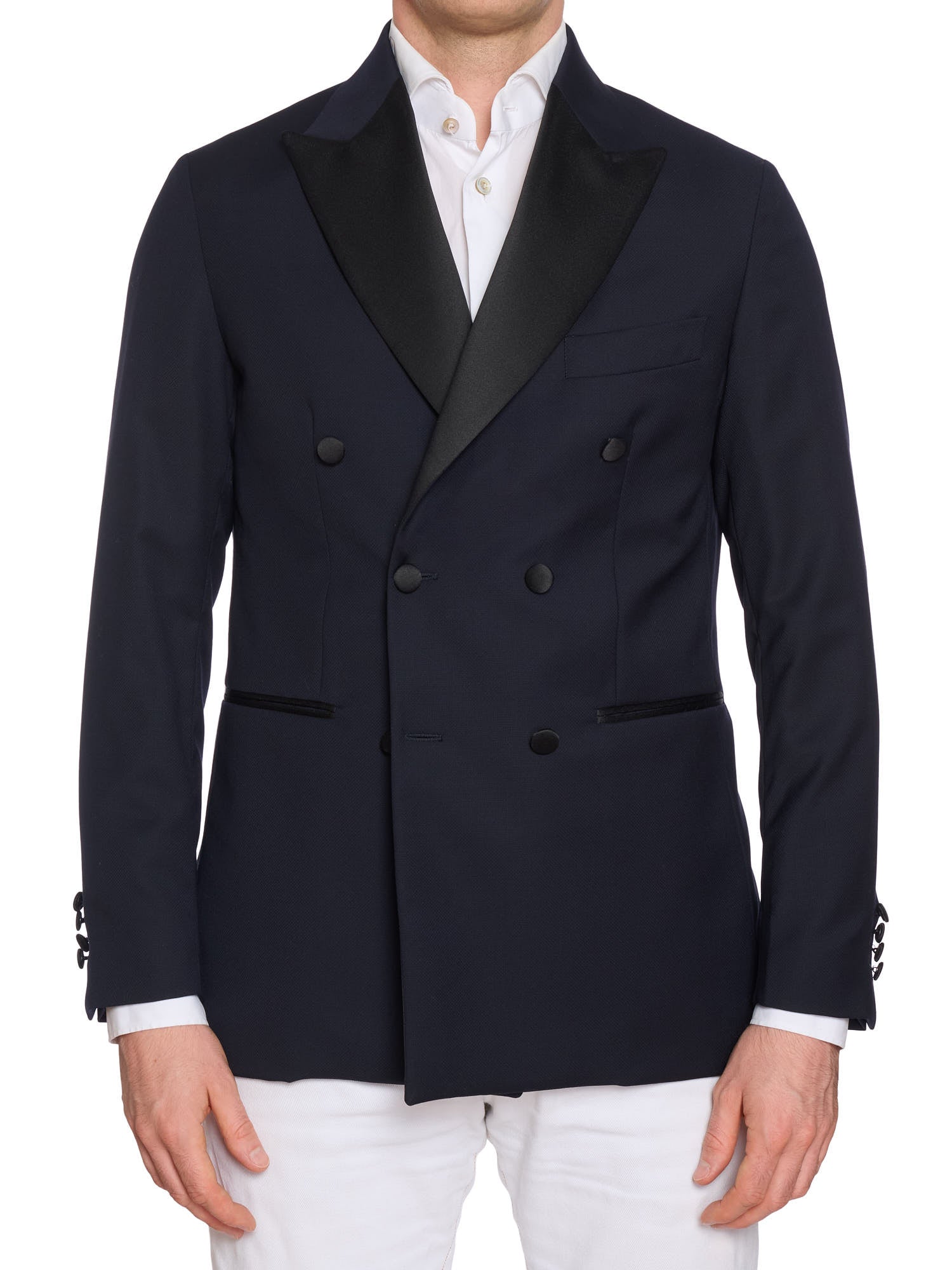 SARTORIA PARTENOPEA Midnight Blue Super 120'S Tuxedo DB Jacket EU 50 NEW US 40 Current