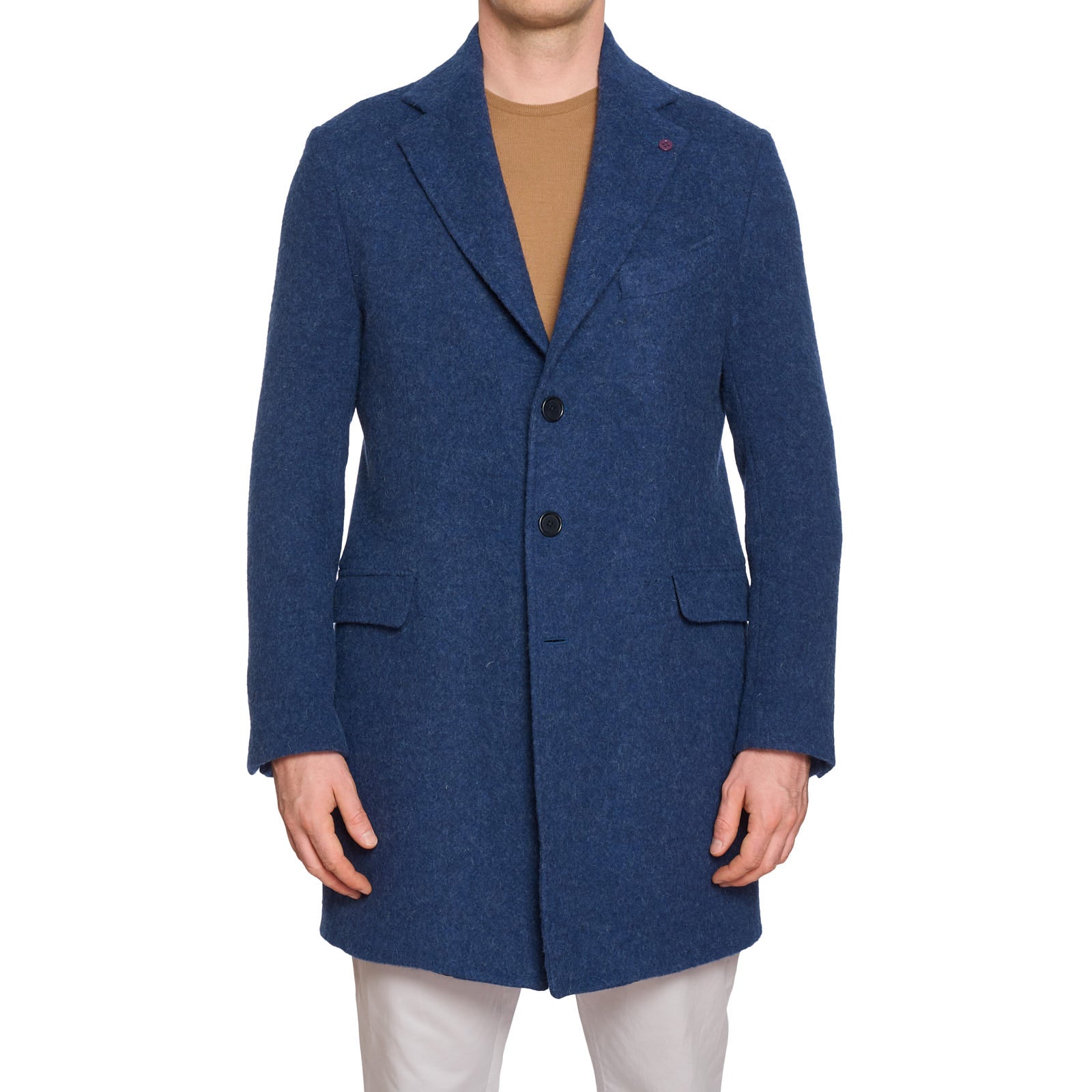 SARTORIA PARTENOPEA Handmade Blue Wool Over Coat EU 50 NEW US 40