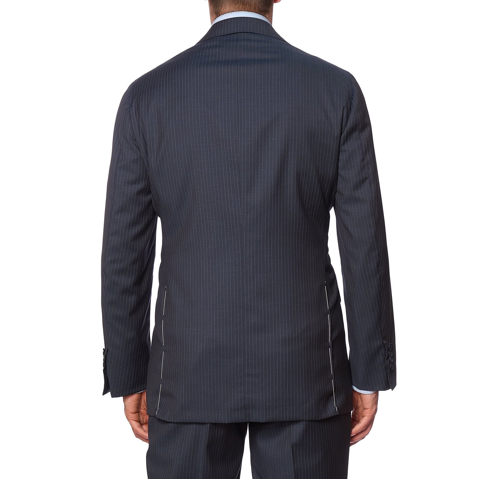 SARTORIA PARTENOPEA for VANNUCCI Blue Striped Wool Handmade Suit EU 52 NEW US 42