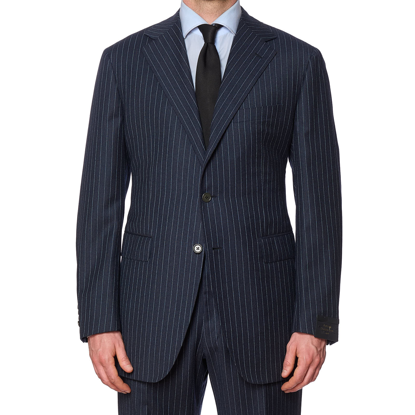 SARTORIA PARTENOPEA for VANNUCCI Blue Striped Handmade Suit EU 54 NEW US 42