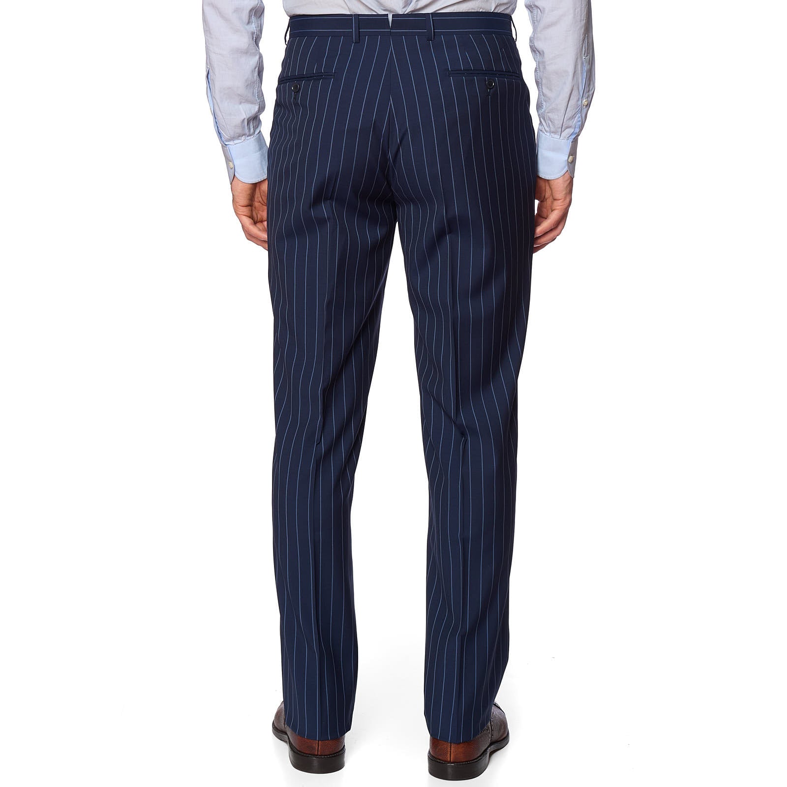 SARTORIA PARTENOPEA for VANNUCCI Blue Striped Wool Suit EU 54 NEW US 44