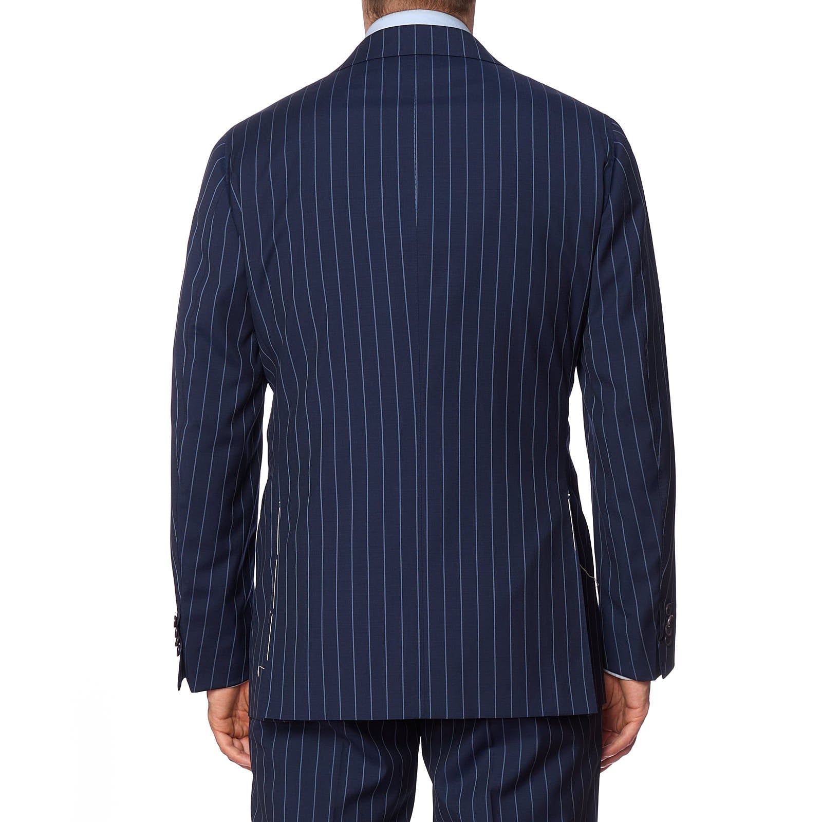 SARTORIA PARTENOPEA for VANNUCCI Blue Striped Wool Suit EU 54 NEW US 44