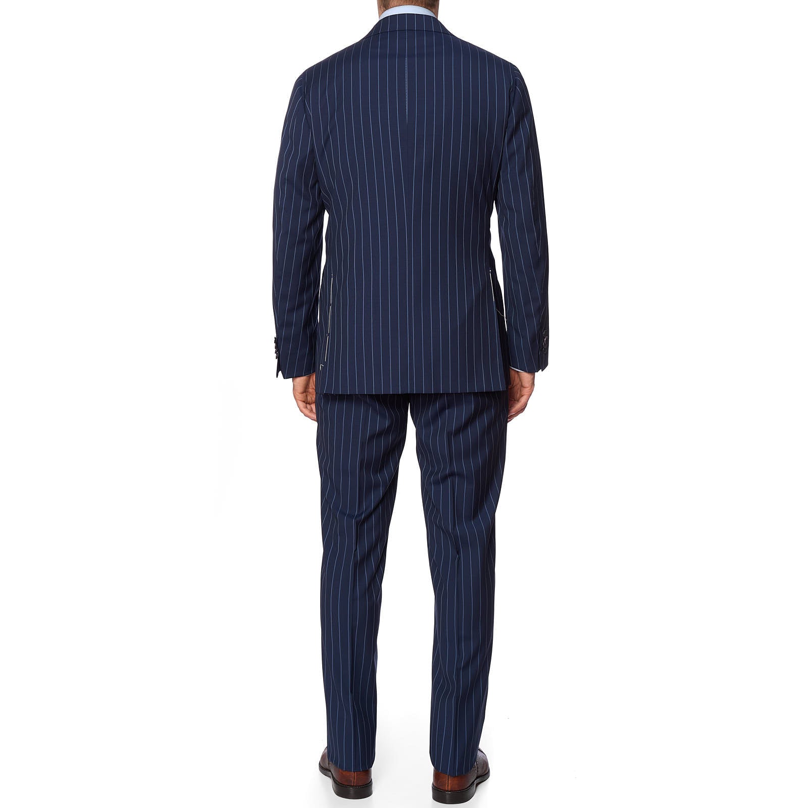 SARTORIA PARTENOPEA for VANNUCCI Blue Striped Wool Suit EU 54 NEW US 44