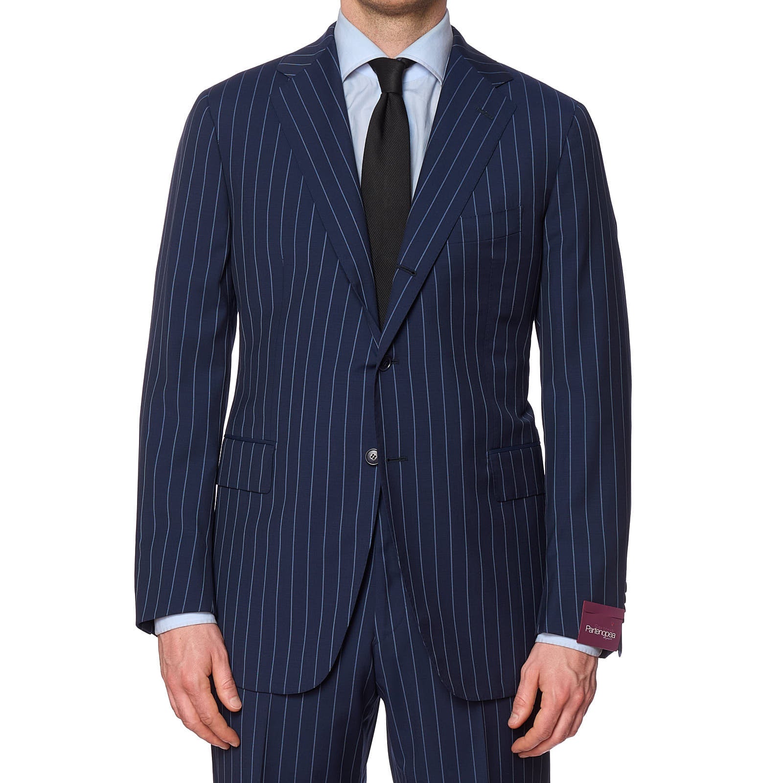 SARTORIA PARTENOPEA for VANNUCCI Blue Striped Wool Suit EU 54 NEW US 44