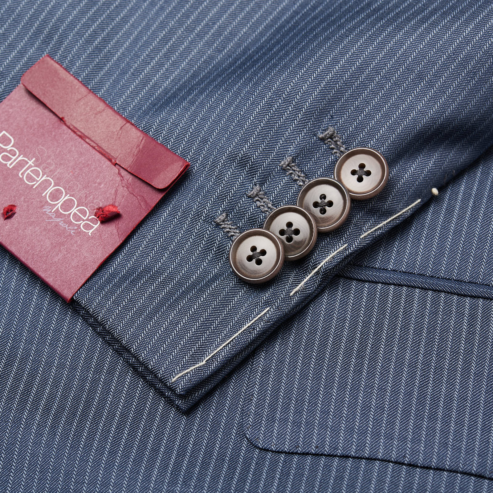 SARTORIA PARTENOPEA x VANNUCCI Blue Striped Wool Super 140's Handmade Suit EU 50 NEW US 40