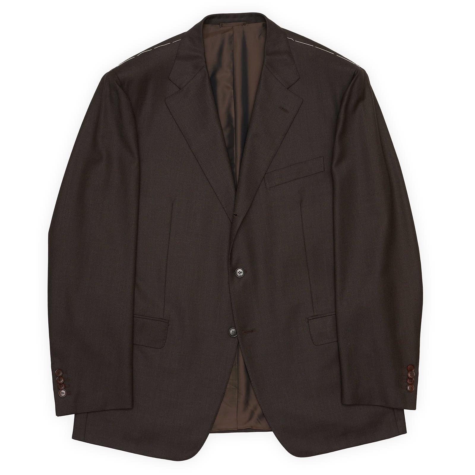 SARTORIA PARTENOPEA for VANNUCCI Brown Birdseye Wool Suit EU 54 US 42 44