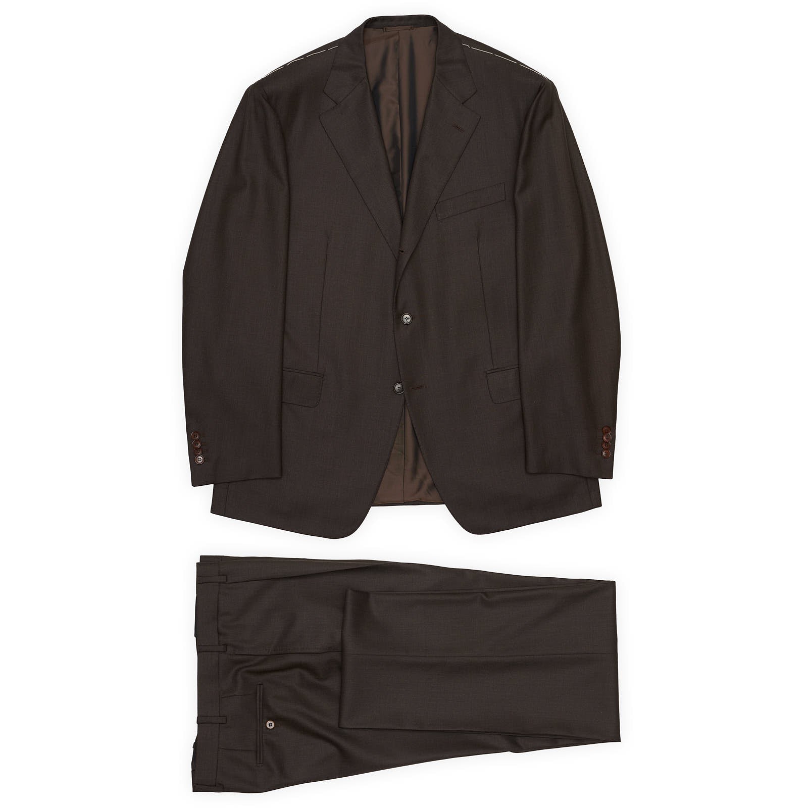 SARTORIA PARTENOPEA for VANNUCCI Brown Birdseye Wool Suit EU 54 US 42 44