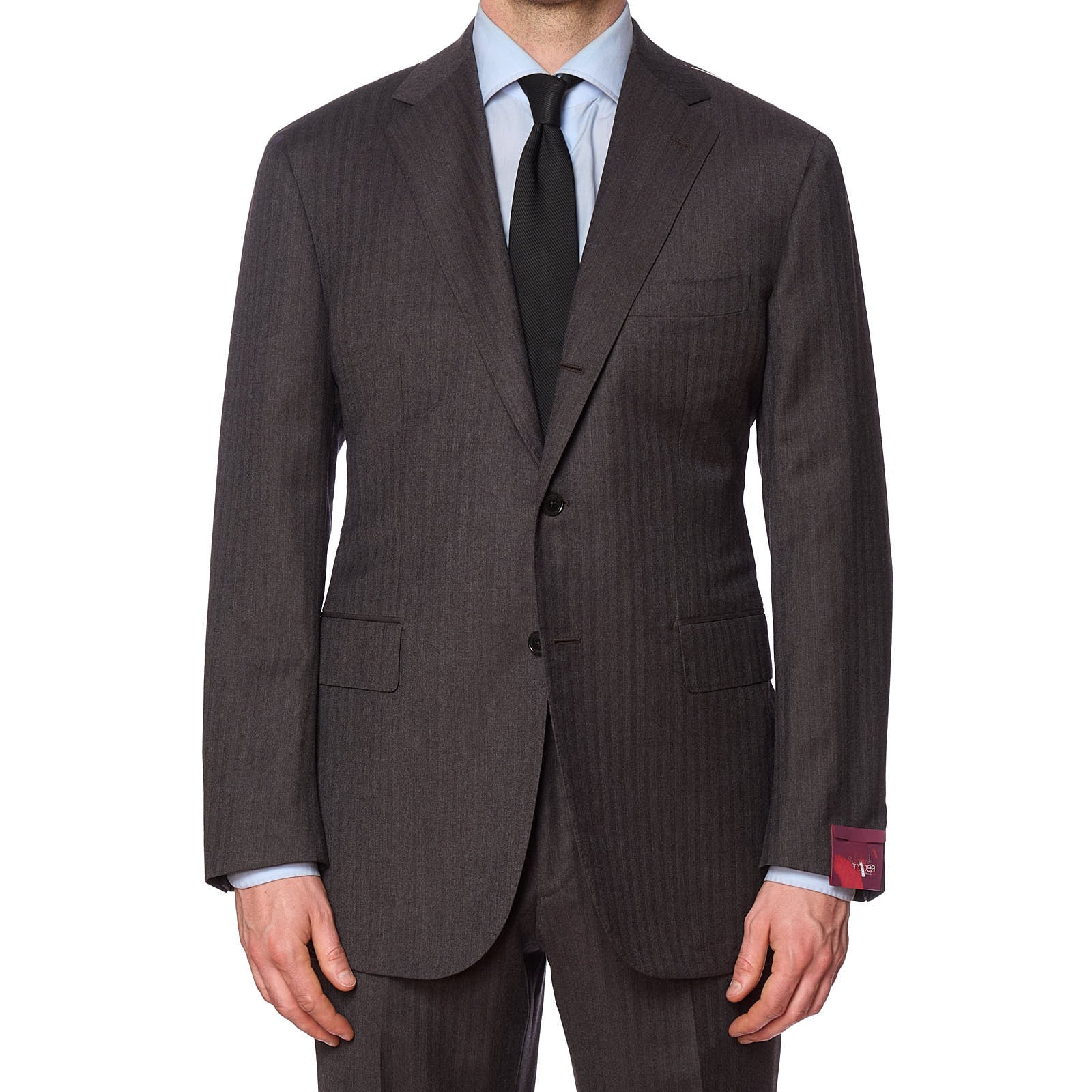 SARTORIA PARTENOPEA for VANNUCCI Brown Herringbone Wool Super 150's Handmade Suit EU 54 NEW US 44