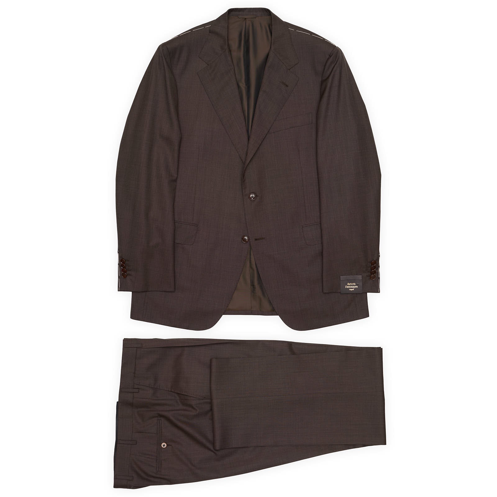 SARTORIA PARTENOPEA for VANNUCCI Brown Wool Handmade Suit EU 56 NEW US 44