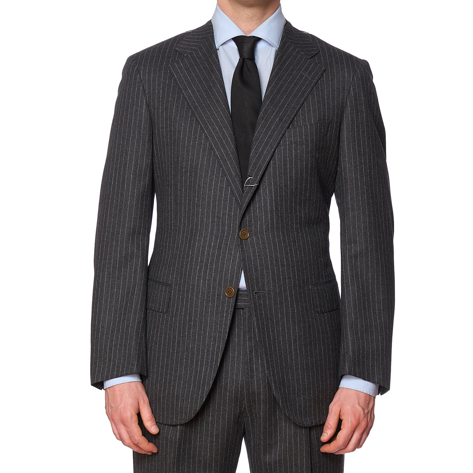 SARTORIA PARTENOPEA for VANNUCCI Gray Flannel Handmade Suit EU 52 NEW US 42