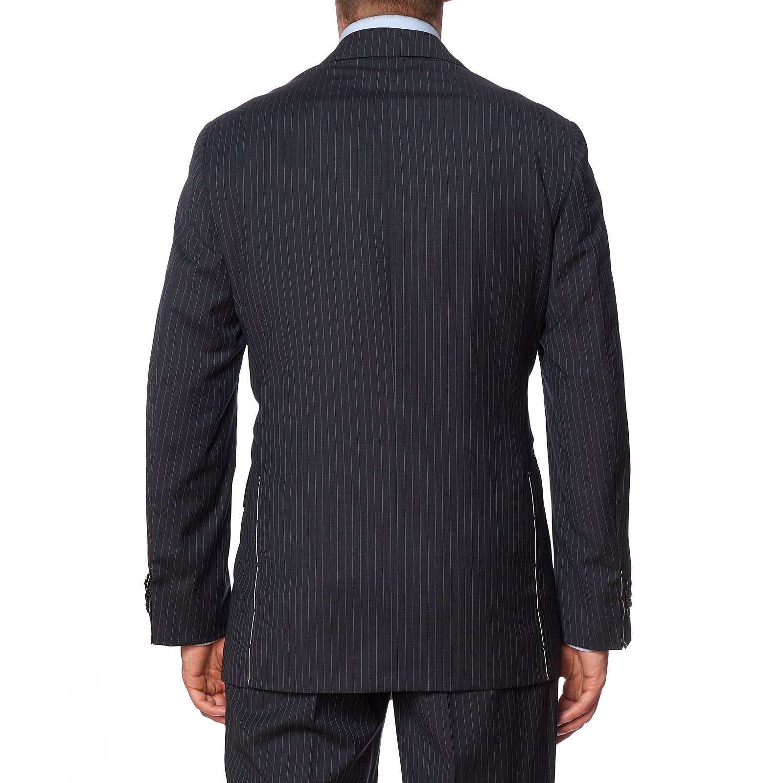 SARTORIA PARTENOPEA for VANNUCCI Gray Pinstriped Wool Super 130's Handmade Suit EU 54 NEW US 44