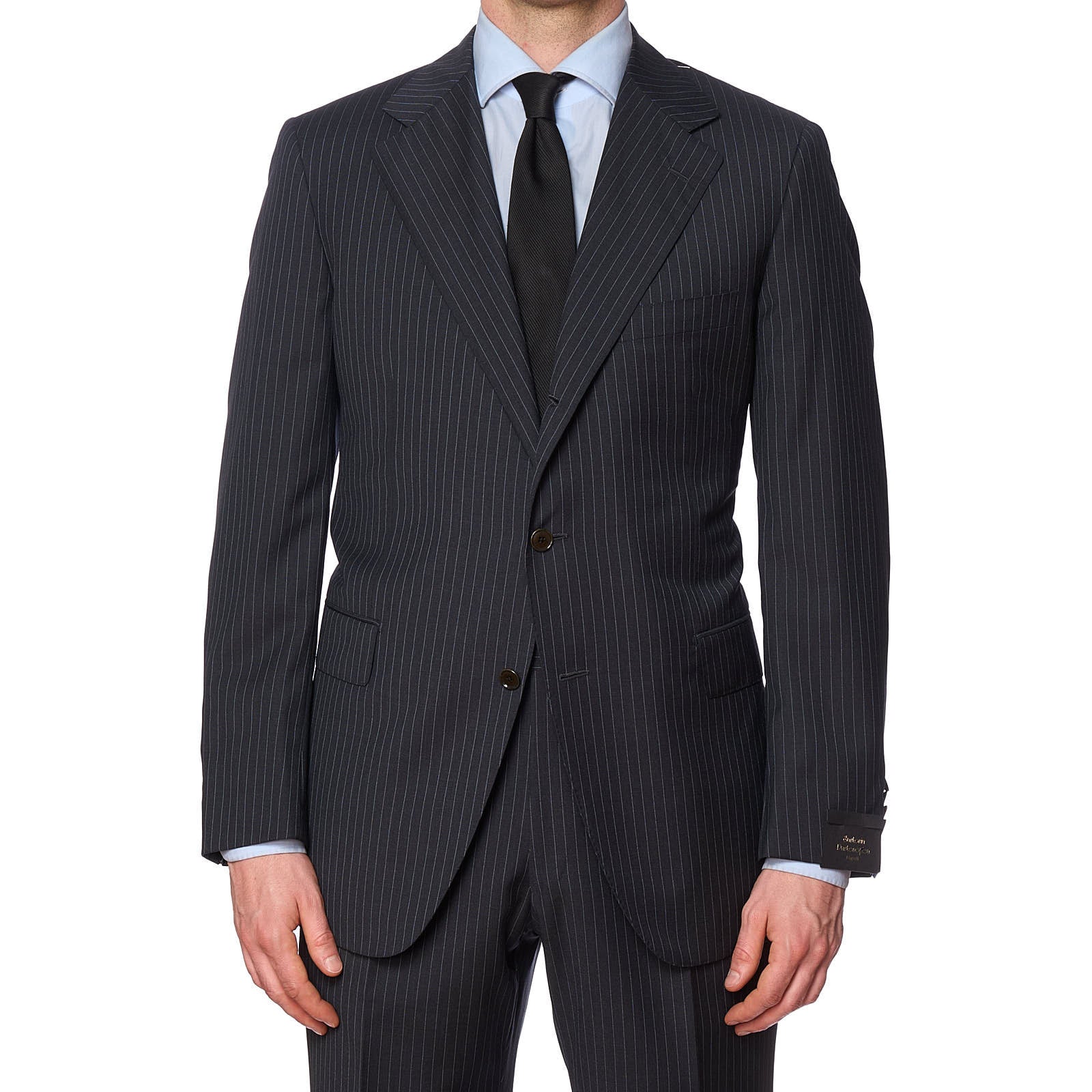 SARTORIA PARTENOPEA for VANNUCCI Gray Pinstriped Wool Super 130's Handmade Suit EU 54 NEW US 44