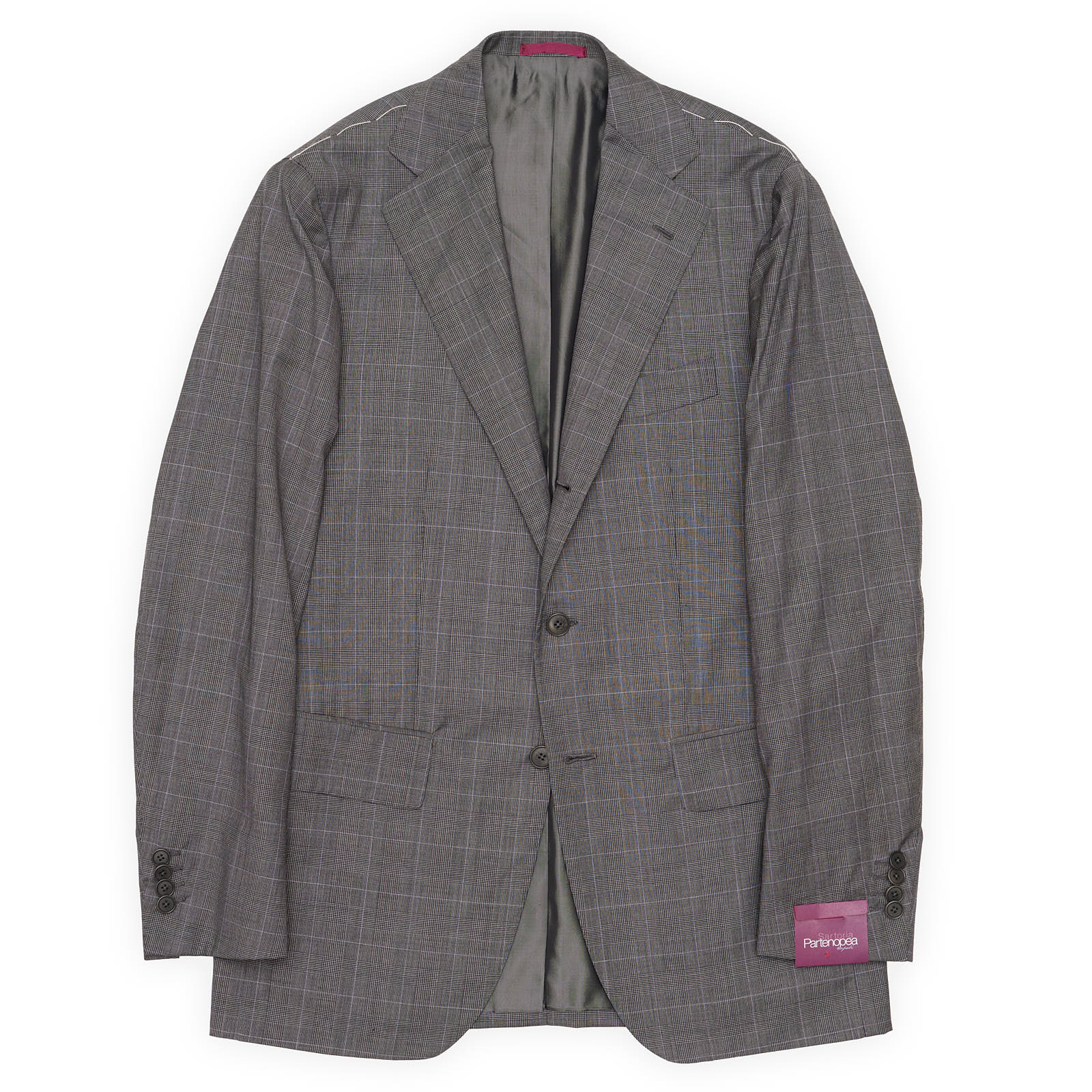 SARTORIA PARTENOPEA Gray Prince of Wales Handmade Suit EU 46 NEW US 36