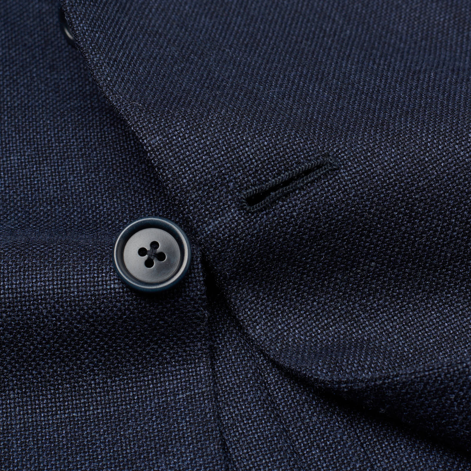 SARTORIA PARTENOPEA Blue Wool-Linen-Silk Handmade Hopsack Jacket EU 60 US 48