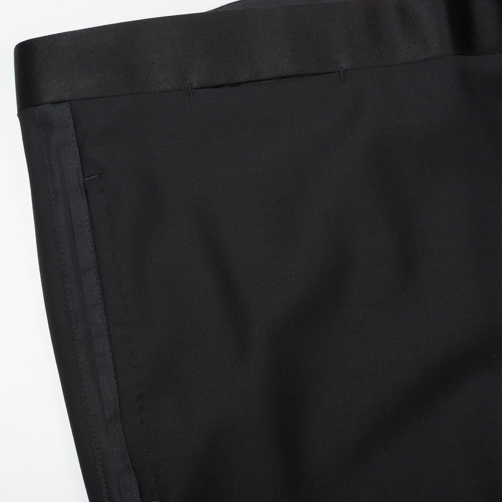 SARTORIA PARTENOPEA Handmade Black Super 120's Tuxedo Pants EU 60 NEW US 44