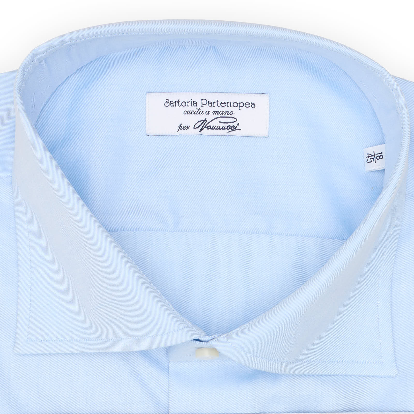 SARTORIA PARTENOPEA for Vannucci Blue Twill French Cuff Dress Shirt EU 45 NEW US 18