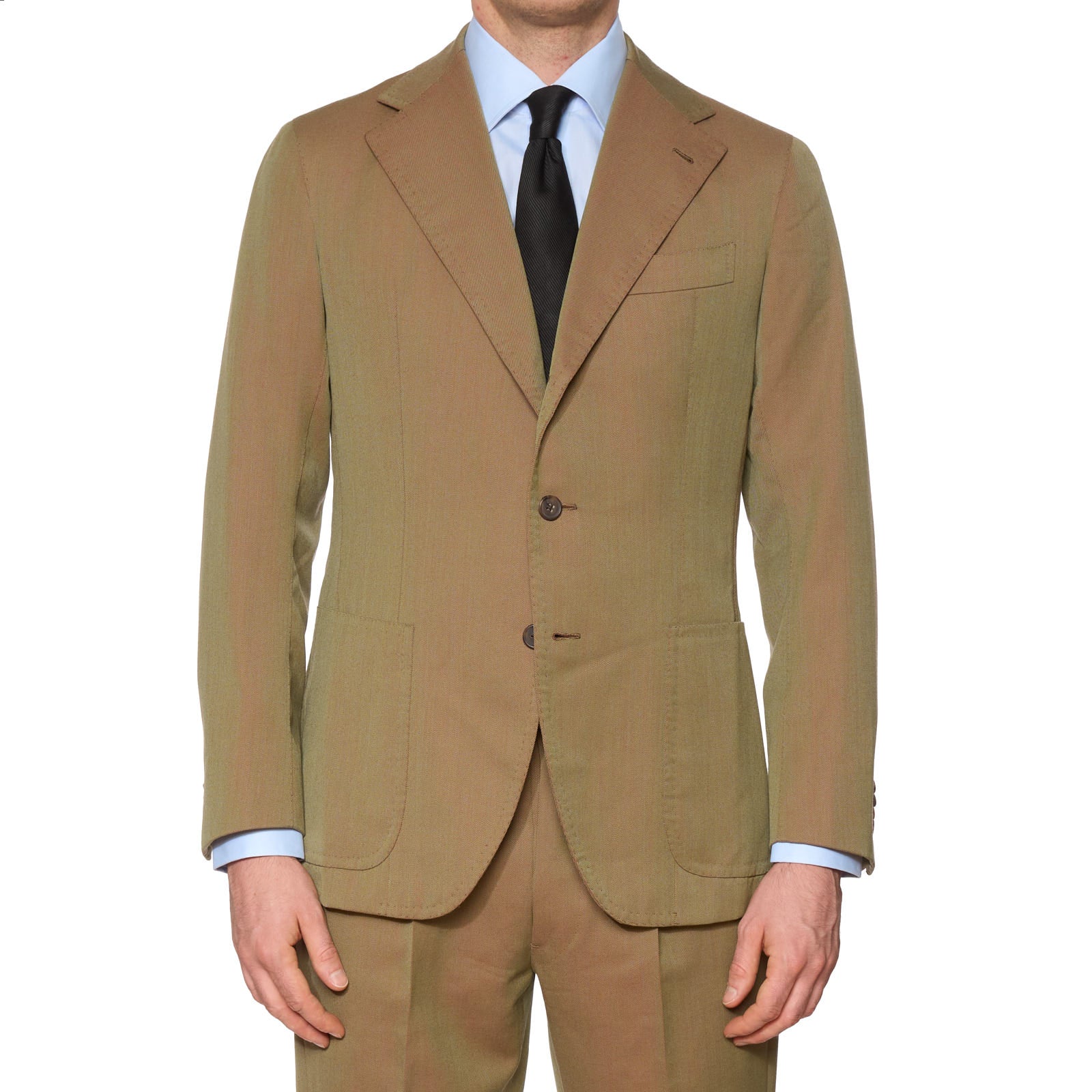 SARTORIA SOLITO Handmade Bespoke Beige Solaro Wool Suits EU 48 US 38