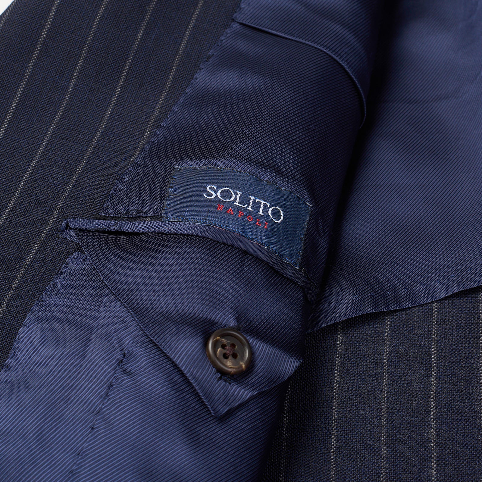 SARTORIA SOLITO Handmade Bespoke Blue Pinstripe Wool-Mohair Suit EU 48 US 38