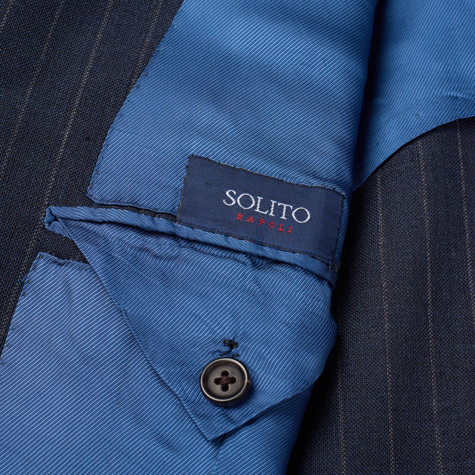 SARTORIA SOLITO Handmade Bespoke Blue Pinstripe Wool-Mohair Suits EU 48 US 38