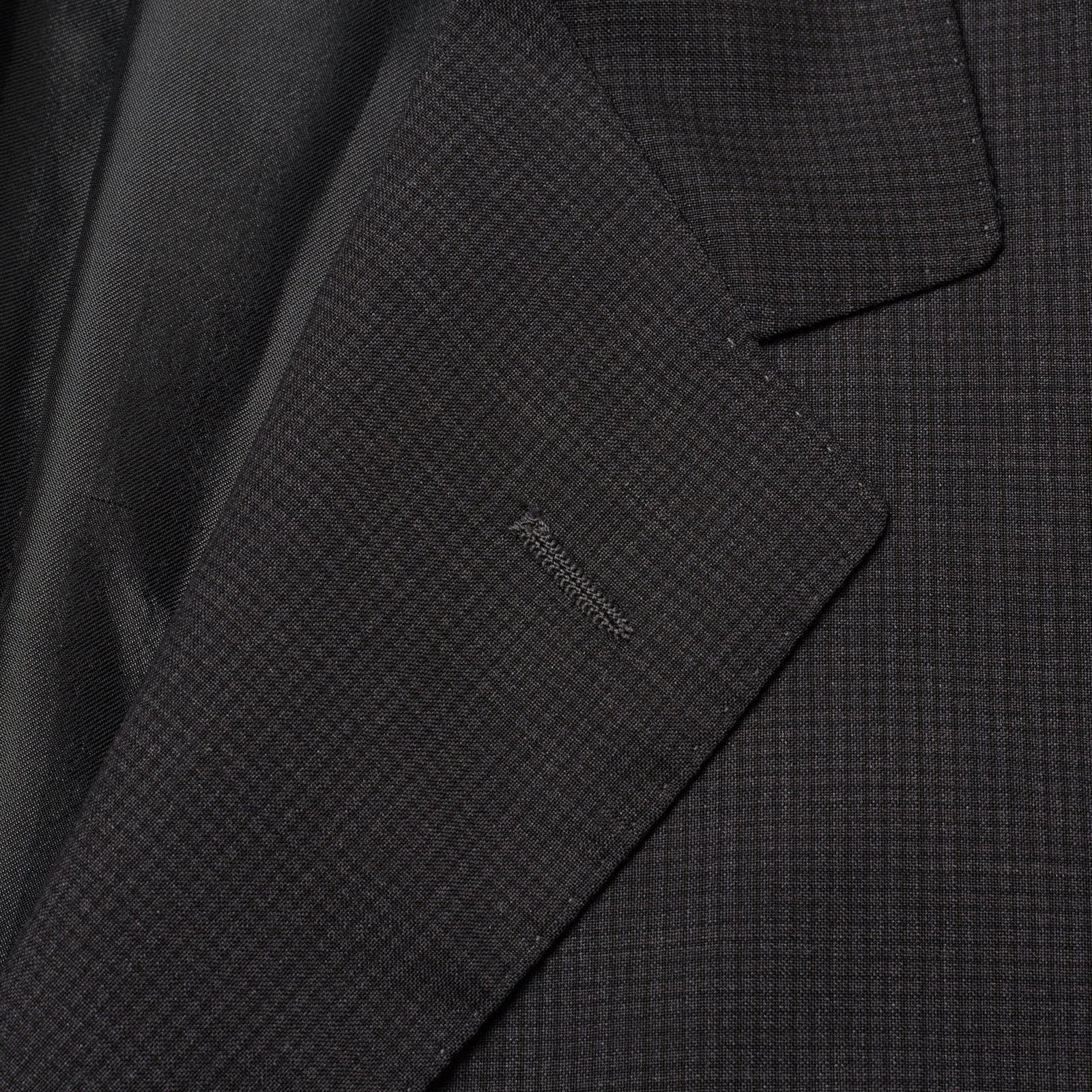 SARTORIO Napoli Charcoal Gray Checked Light Wool Suit EU 56 NEW US 46