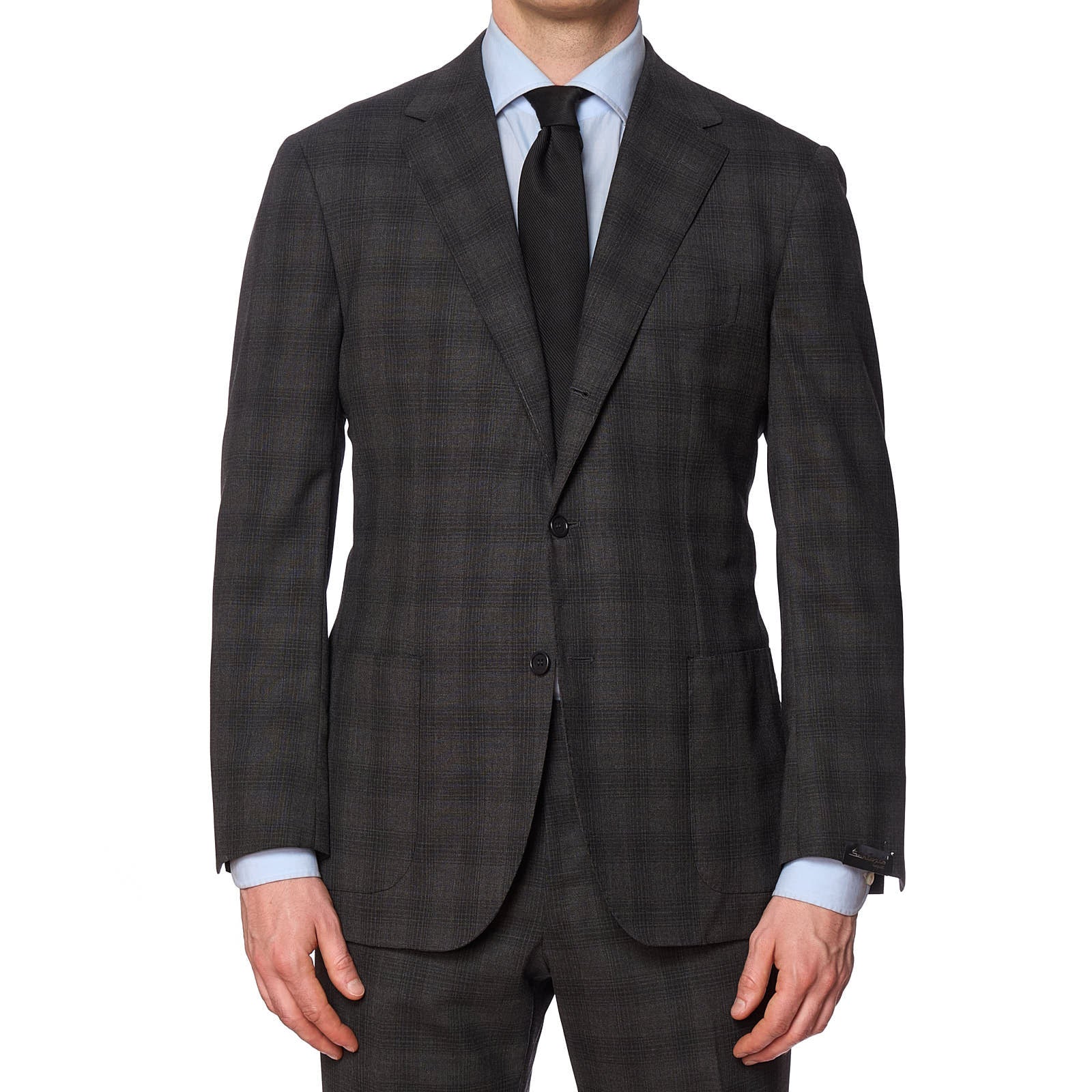 SARTORIO Napoli Gray Plaid Wool Suit EU 52 NEW US 42 Slim