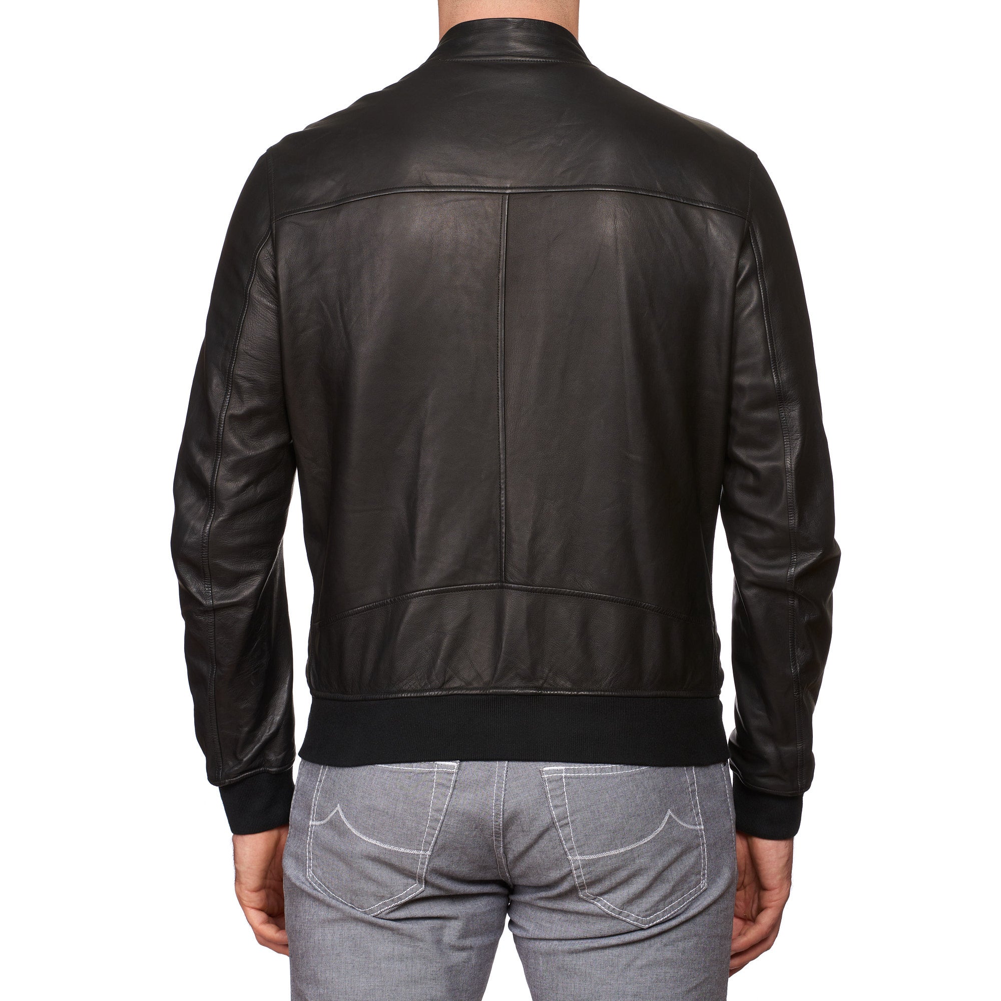 SERAPHIN Black Lamb Leather Unlined Asymmetrical Biker Motorcycle Jack