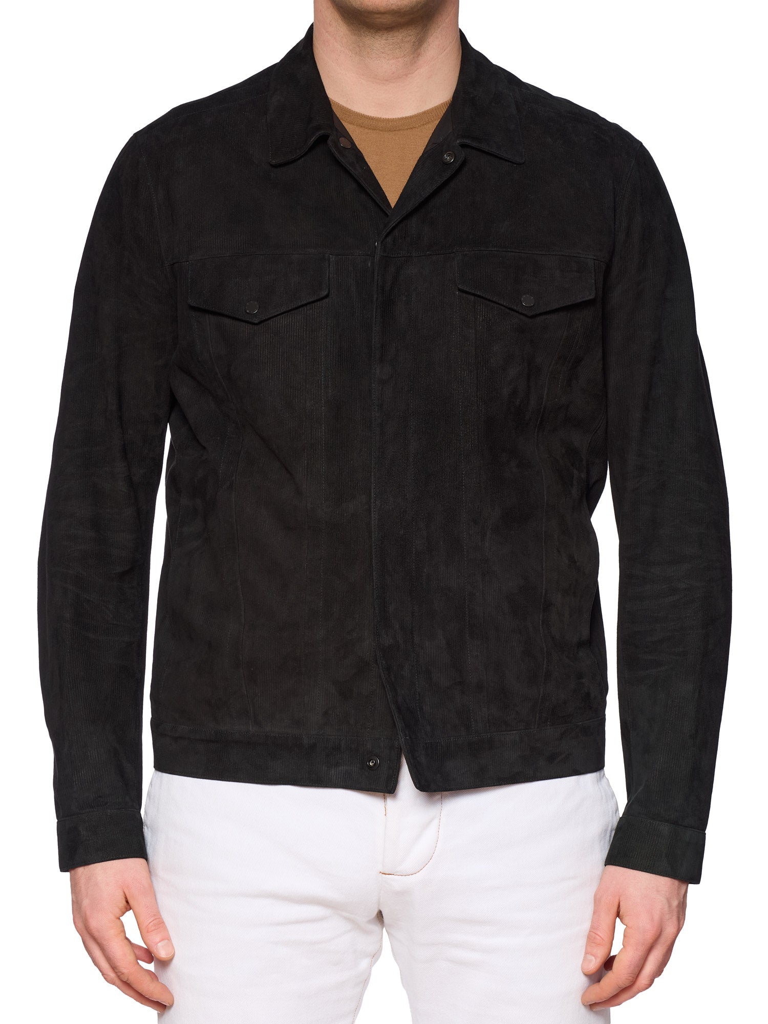 SERAPHIN Black Suede Leather Trucker Jacket FR 50 US M